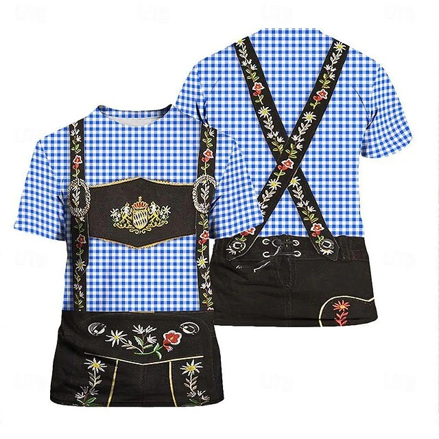 Oktoberfest Beer pattern Men's T-shirt Loose Short-sleeved T-shirt Fake Sling 3D Printed Tshirts Fake Farm Work Unisex T-shirt