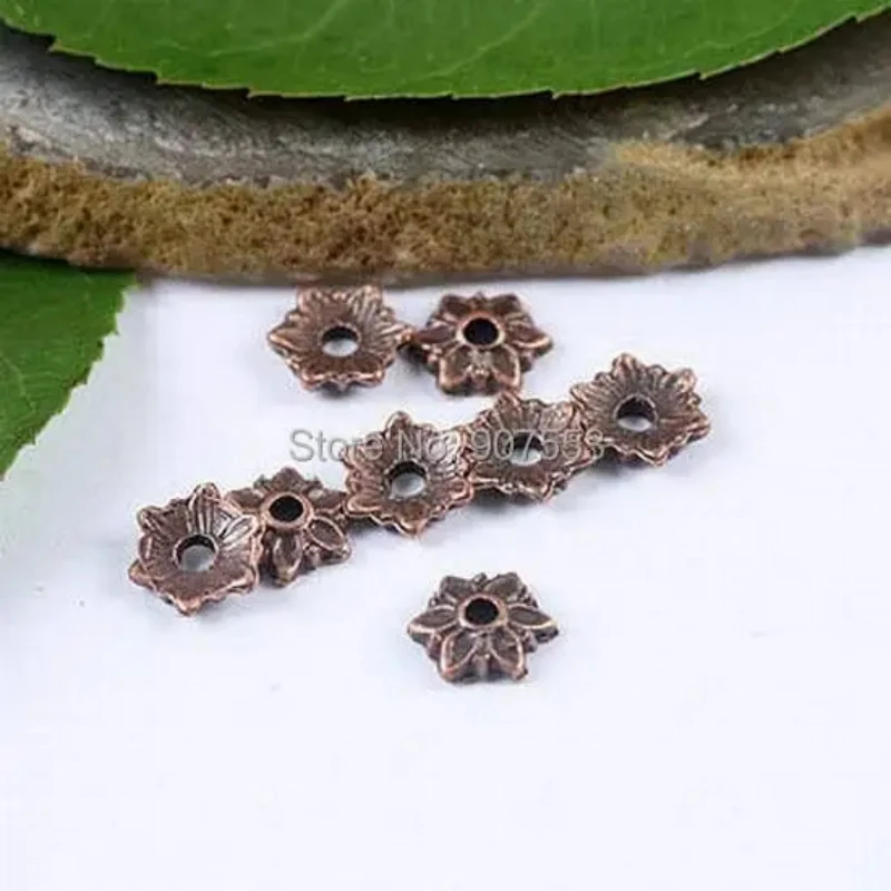 

50pcs 8mm Antiqued Copper Tone Flower Spacer Bead Caps H1940 Charms for Jewelry Making