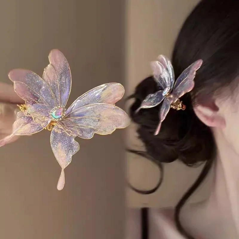 Pinzas para el cabello Mariposa 3D Niñas Mariposa Sueño Súper Hada Mariposa Retro China Clip LATERAL Barrette Accesorios Tyl Для Волос