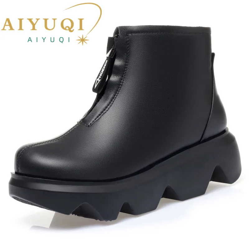 

AIYUQI Women Winter Shoes Boot Platform 2024 New Genuine Leather Women Marton Boots Fashion Natural Wool Warm Women Ankle Boots