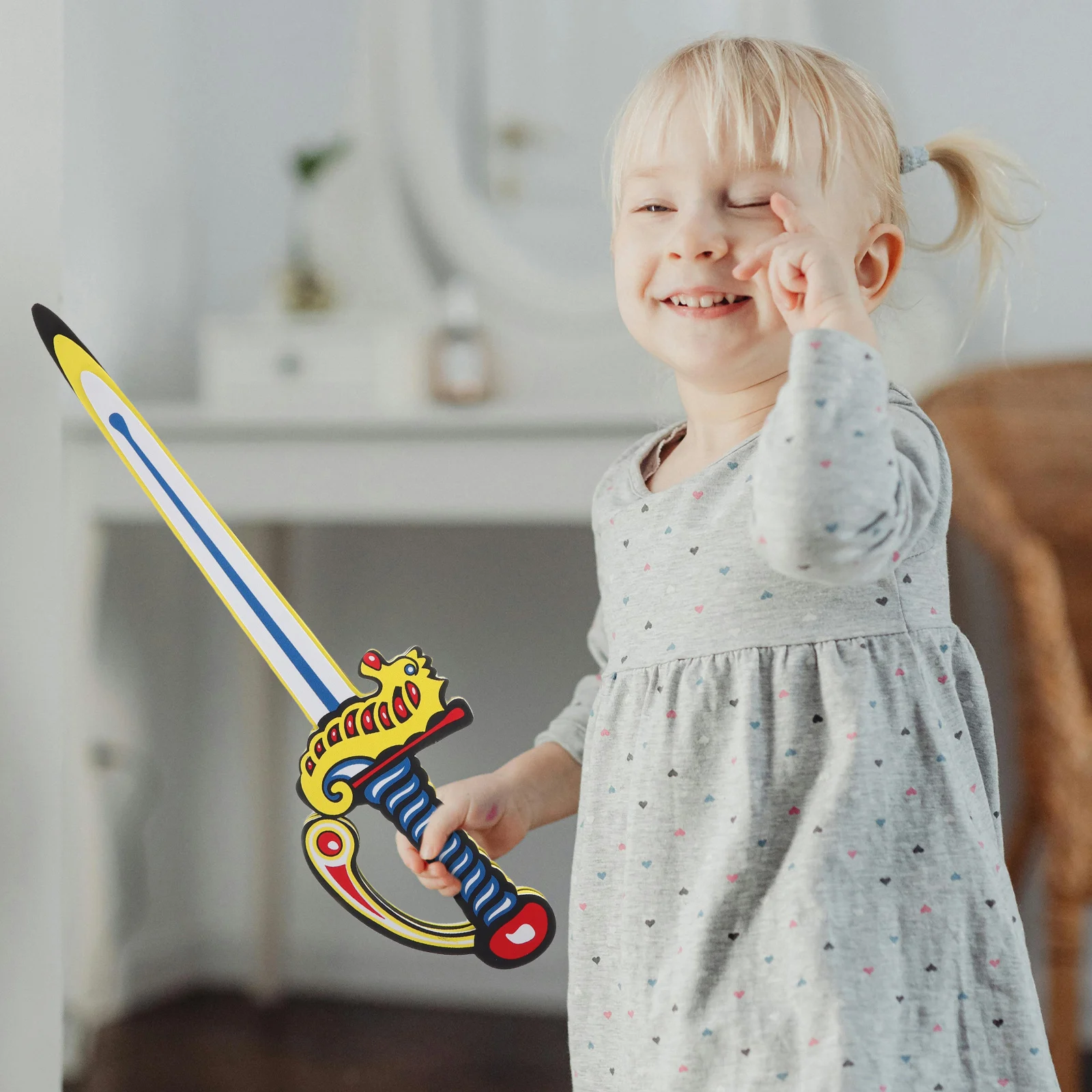 부드러운 어린이용 안전 놀이 해마 디자인 내구성 있는 폼 소년 소녀 역할놀이 훈련용 검 어린이 폼 검