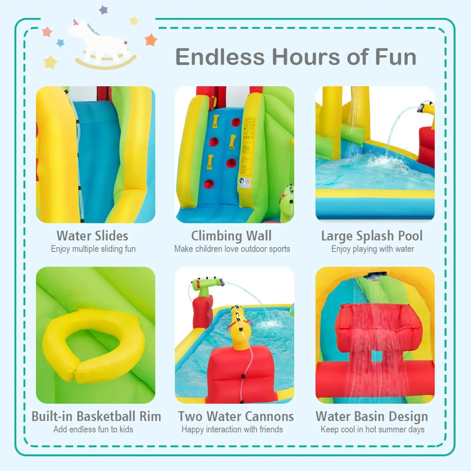 Mega Inflatable Water Park Bouncy Castle for Kids - Blow Up Water Slide with Splash Pool, Water Basin, and Climbing Wall, Outdoor Backyard Family Fun Party Gift for Ages 5-12 view 3