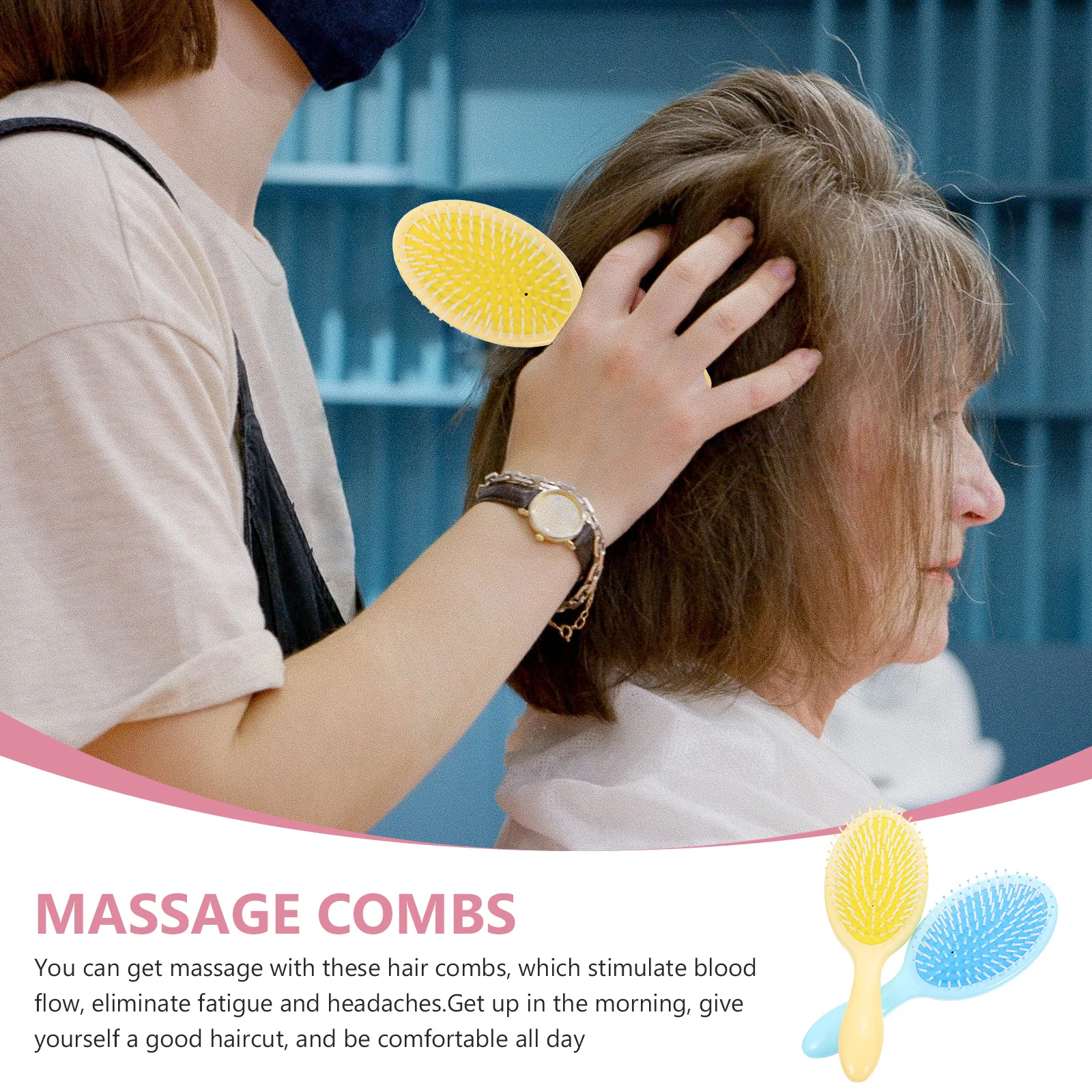 

2Pcs Massage Hair Combs Plastic Detangling Scalp Stimulating Circulation Portable Hairbrushes Massage Combs