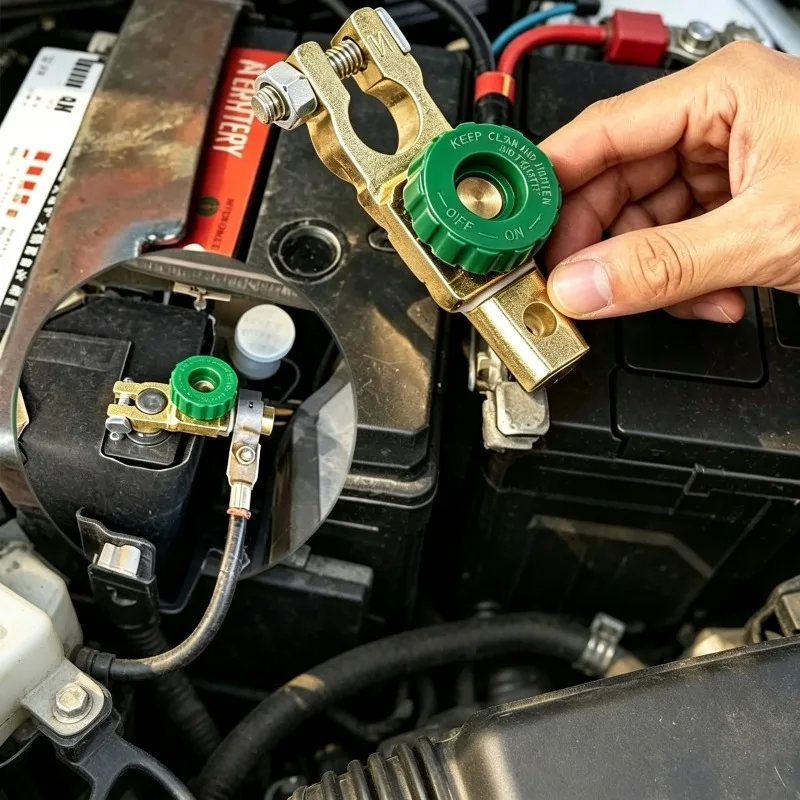 

Quick Cut-off Isolator Brass Heavy-Duty Car Battery Disconnect Switch 12V 24V with Knob Anti-Leakage Battery Terminal Car Repair