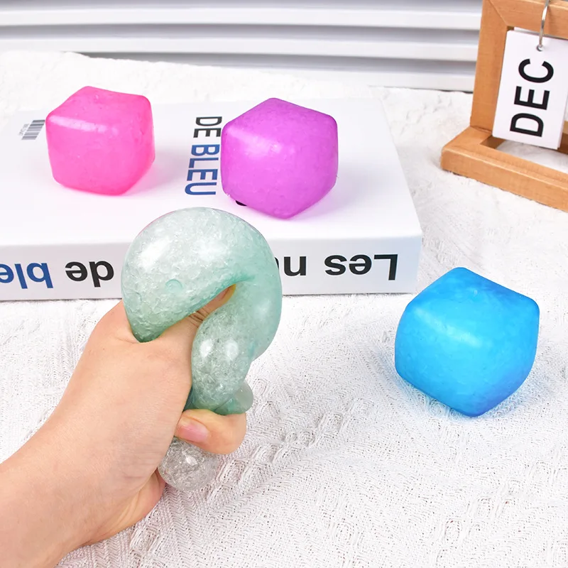 2PCS High Density Gel Ice Cube Square Decompression Vent Toy Squishy Stress Ball Squeeze Toys Stress Relief Sensory Toy Gift