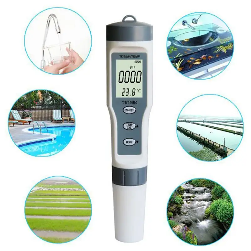 

EZ9901 Цифровой pH-метр 3 в 1 TDS PH TEMP Tester Pen Ручной высокоточный тестер качества воды для питьевой воды 87HA