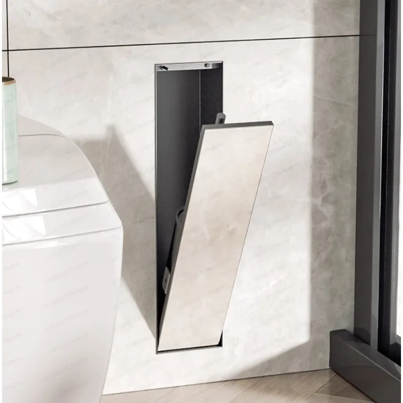 Bathroom Toilet Side Stainless Steel Niche Toilet Brush Embedded Silicone Brush Into Wall Hidden Model