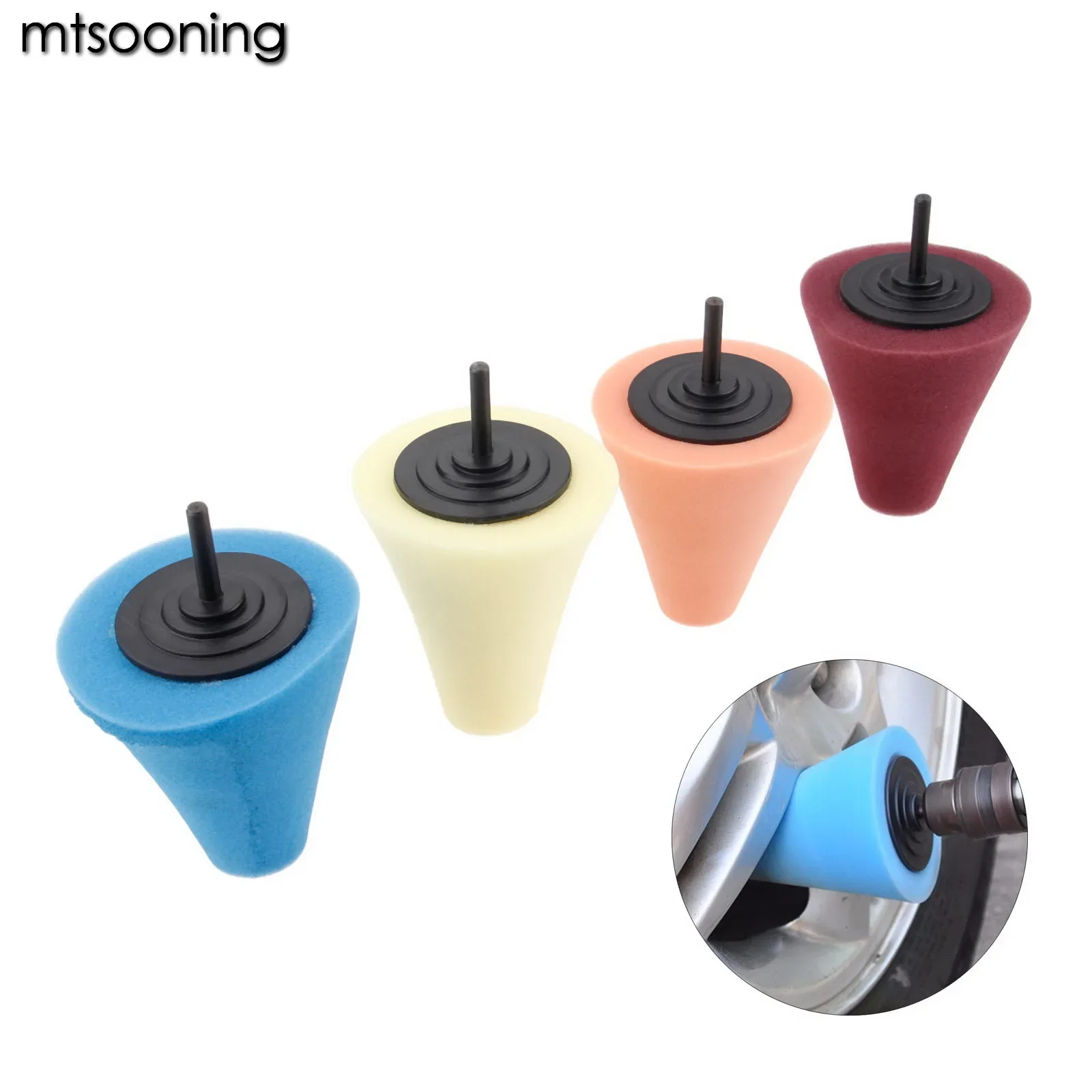 mtsooning Foam Sponge Polishing Cone Shape Buffing Pads For Auto Surface Car Wheel Fenders Bumpers Car Cleaning Tool