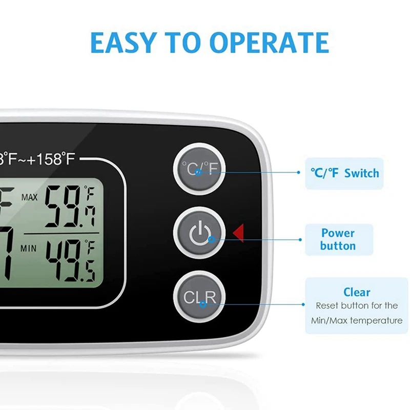 Fridge Thermometer, Digital Refrigerator Thermometer Waterproof Fridge Freezer Thermometer Monitor For Home