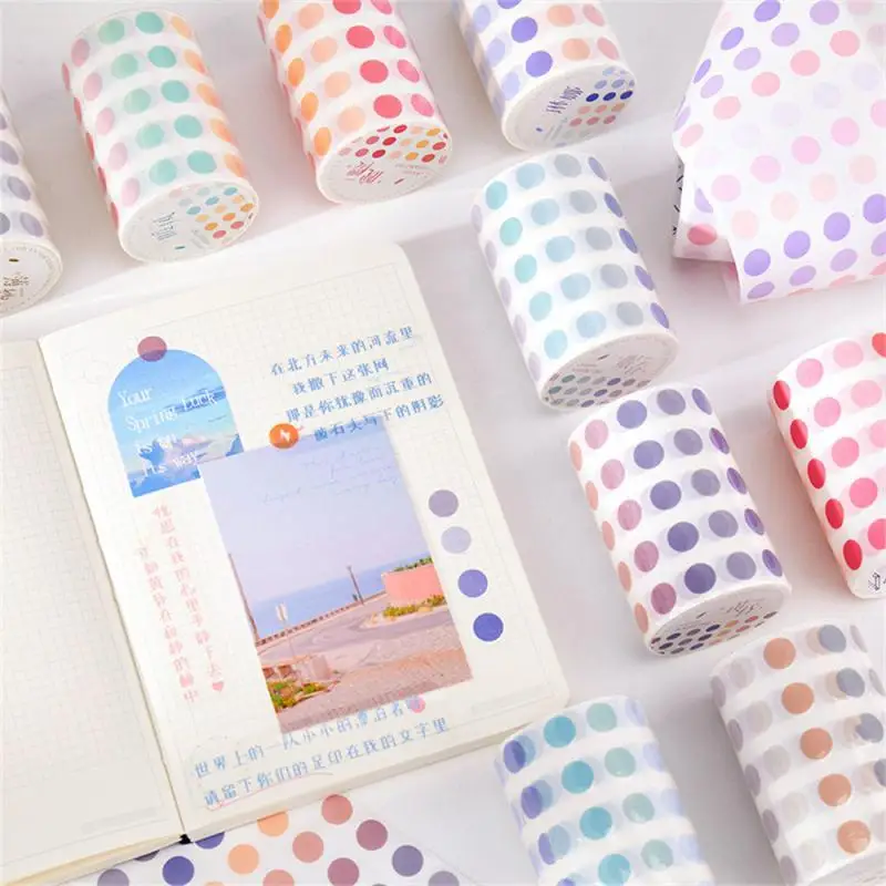 

Dots Washi Tape Scrapbooking Masking Tape Stationery Basic Solid Color Washitape Journal Supplies Decorative Adhesive Tape