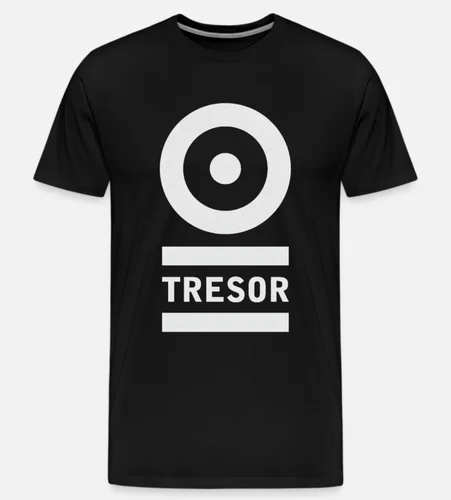 Camiseta negra para hombre de algodón Tresor Club Techno Electronic Music