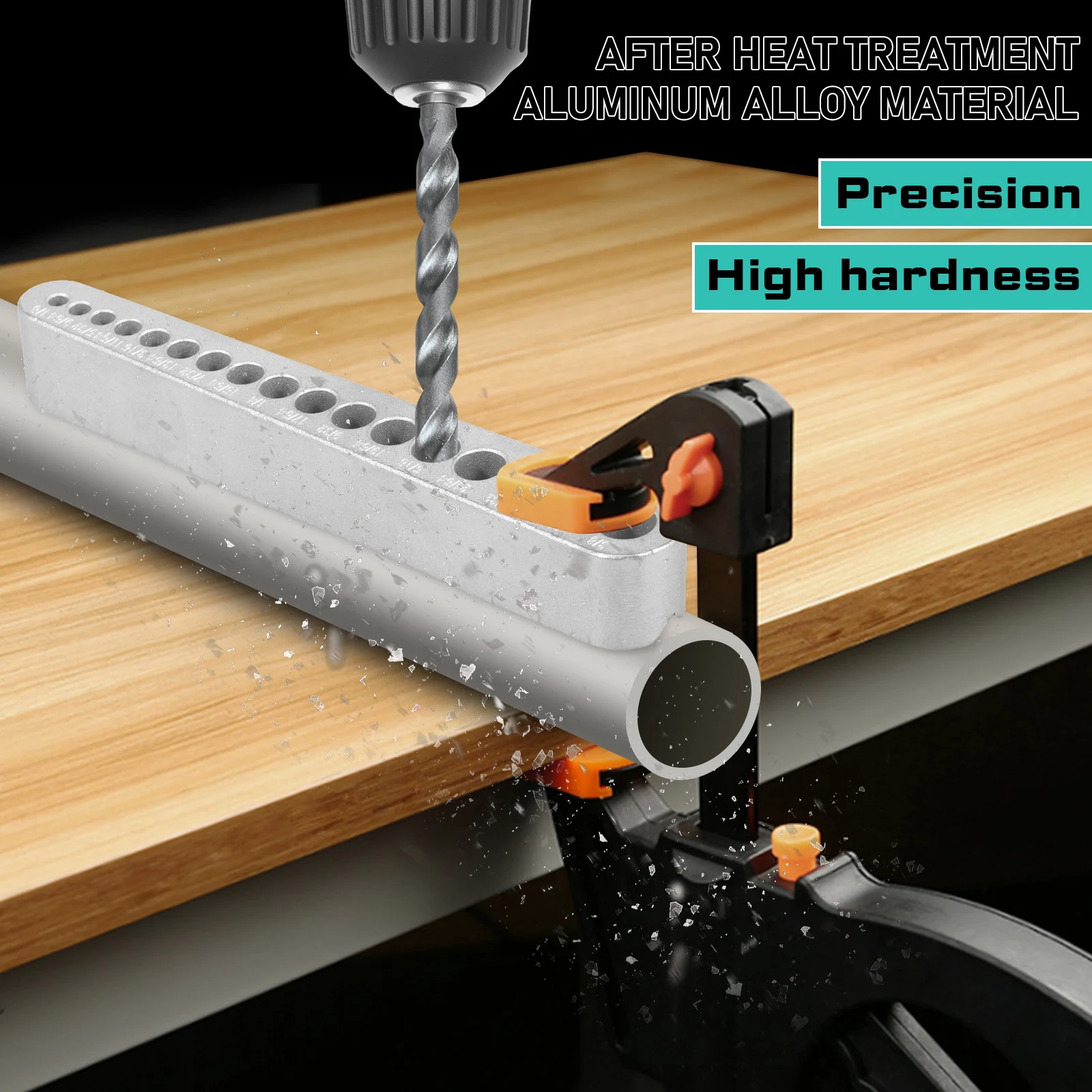 

Направляющая для сверла для прямых отверстий. Размеры 17 от 1/8 до 3/8 дюйма. STD1000DGNP. Направляющая для сверла. Блок для сверла из алюминиевого сплава.
