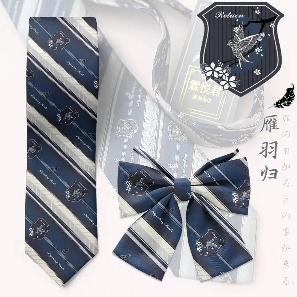 Yanyu Gui JK/DK Cravatta da donna fatta a mano in jacquard da uomo uniforme camicia accessori papillon blu