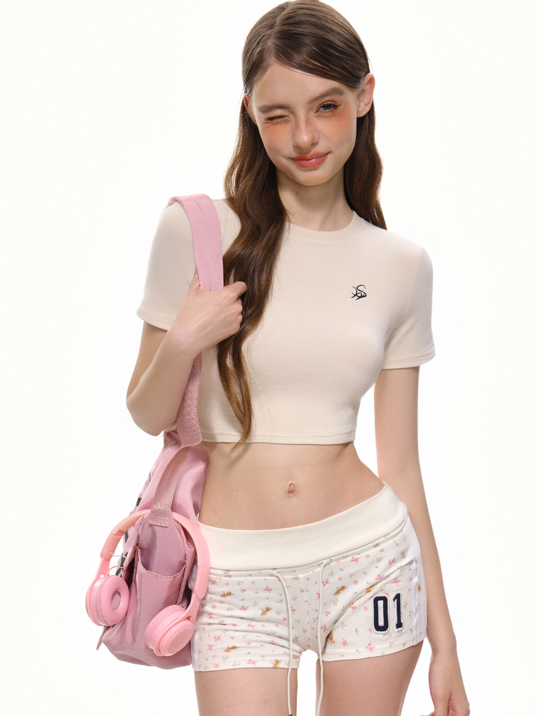 Original November Spicy Girl Short Sleeve T-Shirt Women's Slimming Belly Baring Base Shirt Summer Top round Neck Short Length