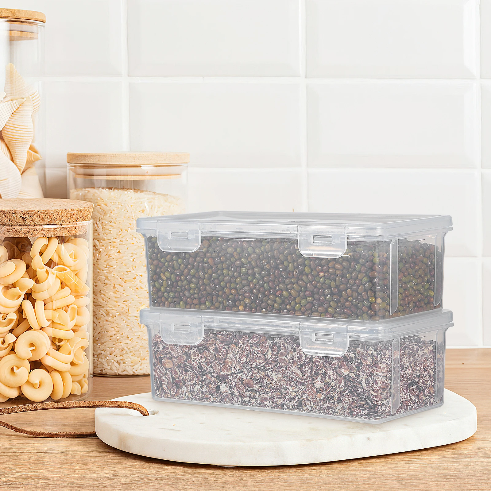 

2pcs Fridge Organizer Storage Boxes Condiment Keeper Food Container Snacks Baby PP Plastic Lid Refrigeratable Space