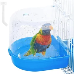 New Cube Parrots Bathtub Bath Hanging Bird Bath Shower Box Cage Accessory for Little Bird Canary Budgerigar Cockatiel