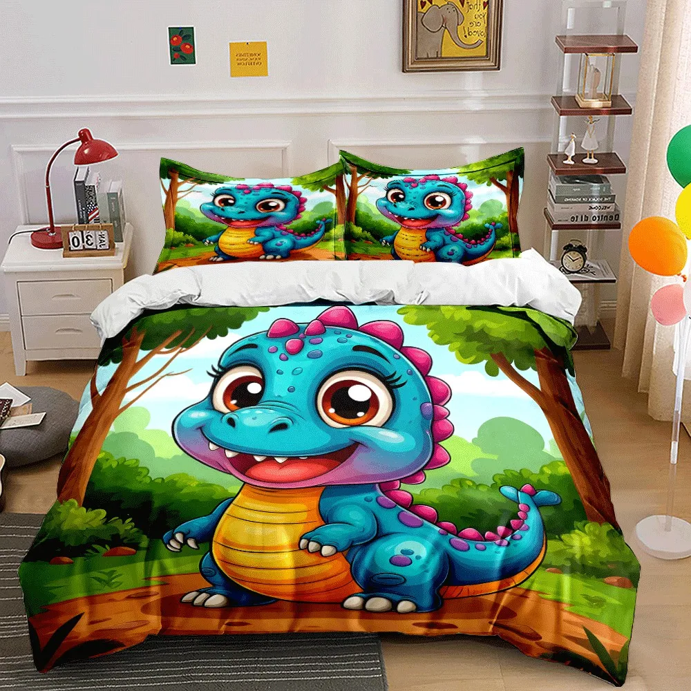 Cute Dinosaur Three-Piece Set for Kids Exquisite three-piece bedding set gift for kids and adults