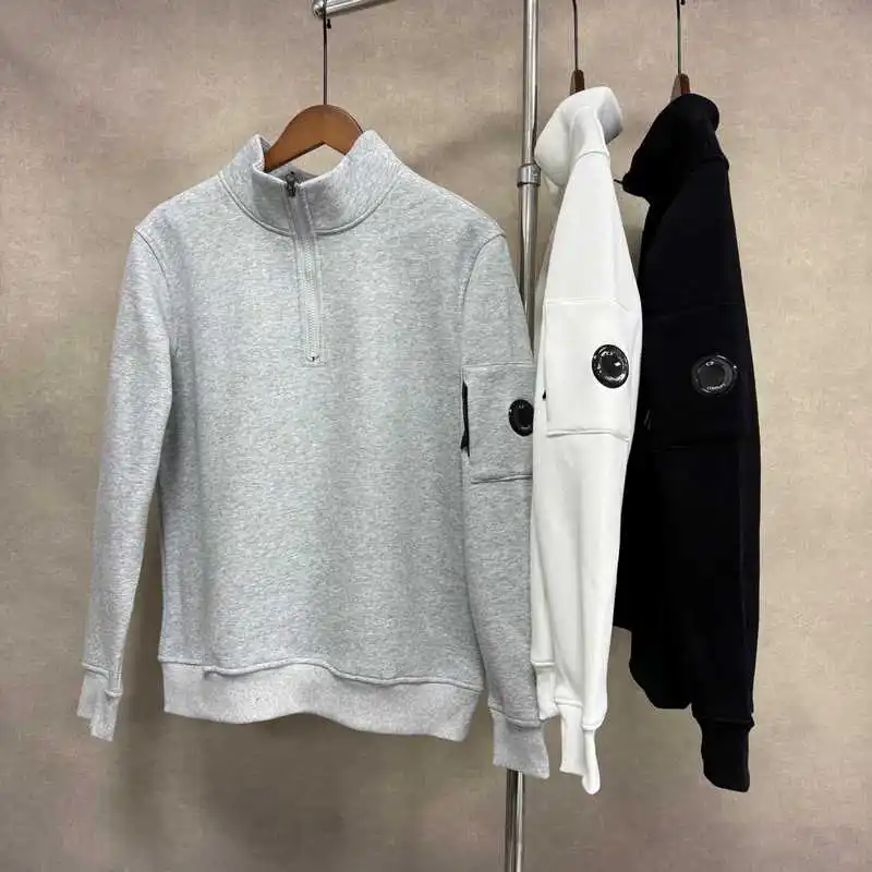 Men Tactical Sweatshirt Half Zip Stand Collar Pullover with Sleeve Pocket Outdoor Casual Streetwear Top