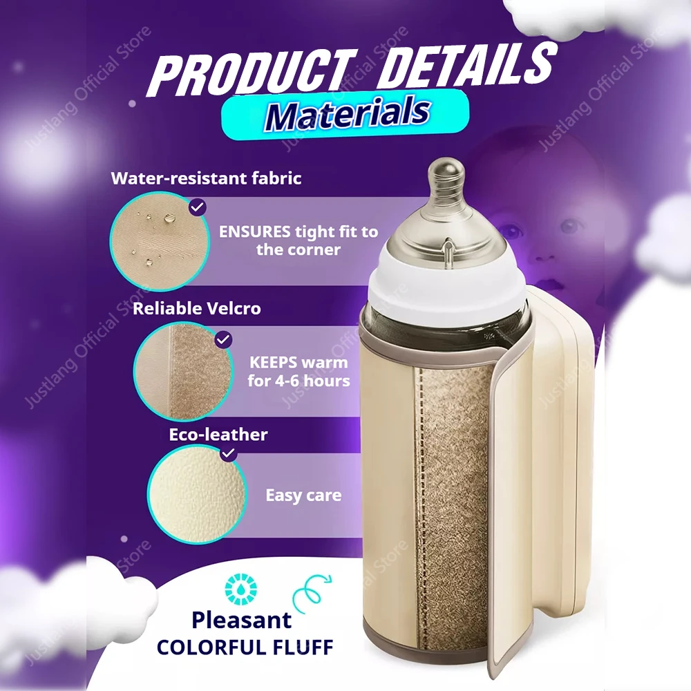 JUSTLANG Rechargeable Baby Bottle Warmer 6 Heat Level Multifunction Breast Milk Warmer Accurate Temperature Control Baby Bottle