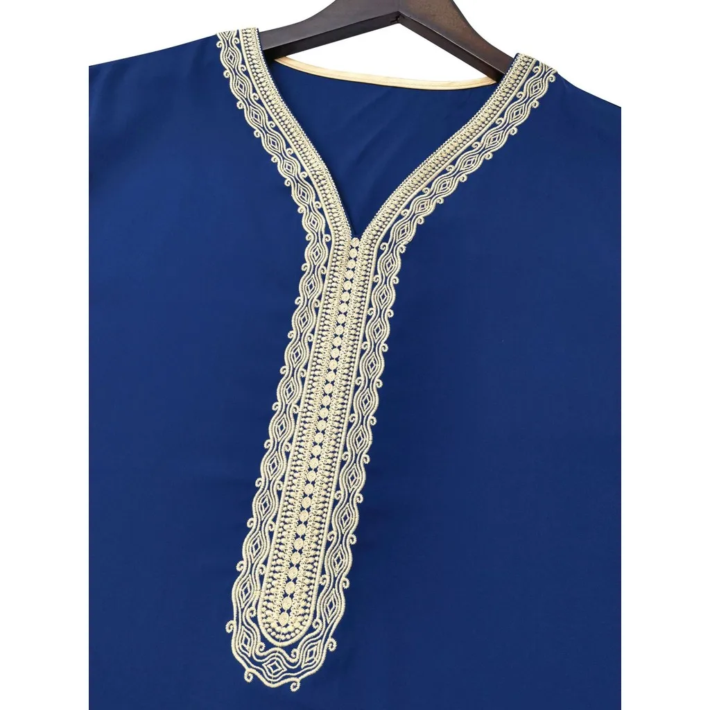 2025 Ramadan Jubba Thobeแขนยาวมุสลิมครึ่งแขนปักสไตล์ชาติพันธุ์โมร็อกโกผู้ชายRobeกระเป๋าด้านข้าง