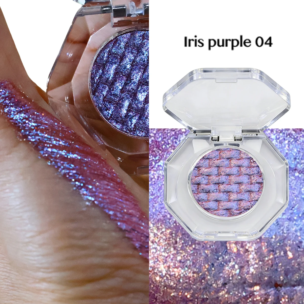 Paleta de sombras de ojos duocromáticas Chameleon Wet, sombra de ojos prensada individual con efecto metálico multichrome, acabado perlado con brillo.