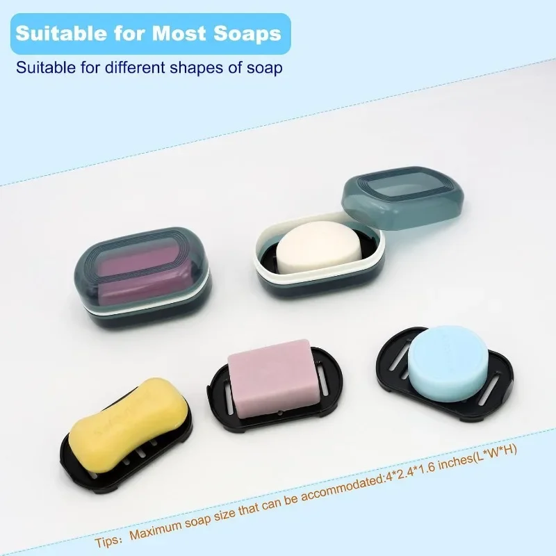 Travel Soap Container, Bar Soap Holder, Portable Soap Case, Soap Dish with Lid for Traveling, Camping, Gym, Bathroom (standard size  Blue Style-1)