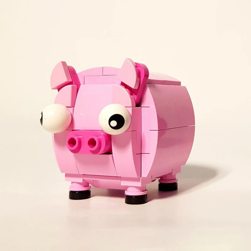 

72 шт. строительные блоки для моделей Piggys MOC DIY — настраиваемые животные для скота с подставкой