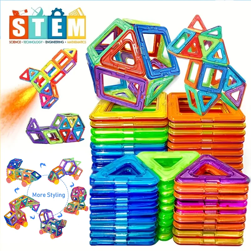 Blocos de Construção Magnéticos para Crianças, Brinquedos STEM, Modelos de Construção Educacionais, Presentes Infantis, 168-50Pcs