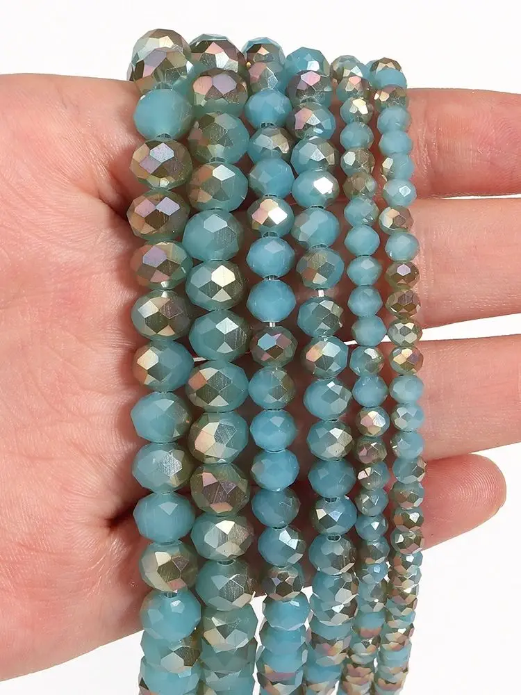 Perles de cristal à facettes en verre bleu lac, 4/6/8mm, perles d'espacement amples pour la fabrication de bijoux, accessoires de collier et de Bracelet faits à la main