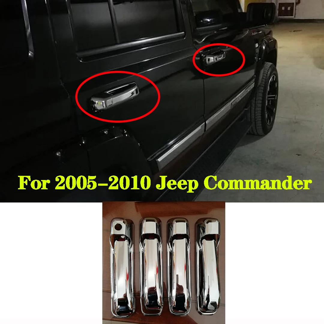 

Хромированная дверная ручка, декоративная оболочка для Jeep Commander 2005, 2006, 2007, 2008, 2009, 2010, 4DR
