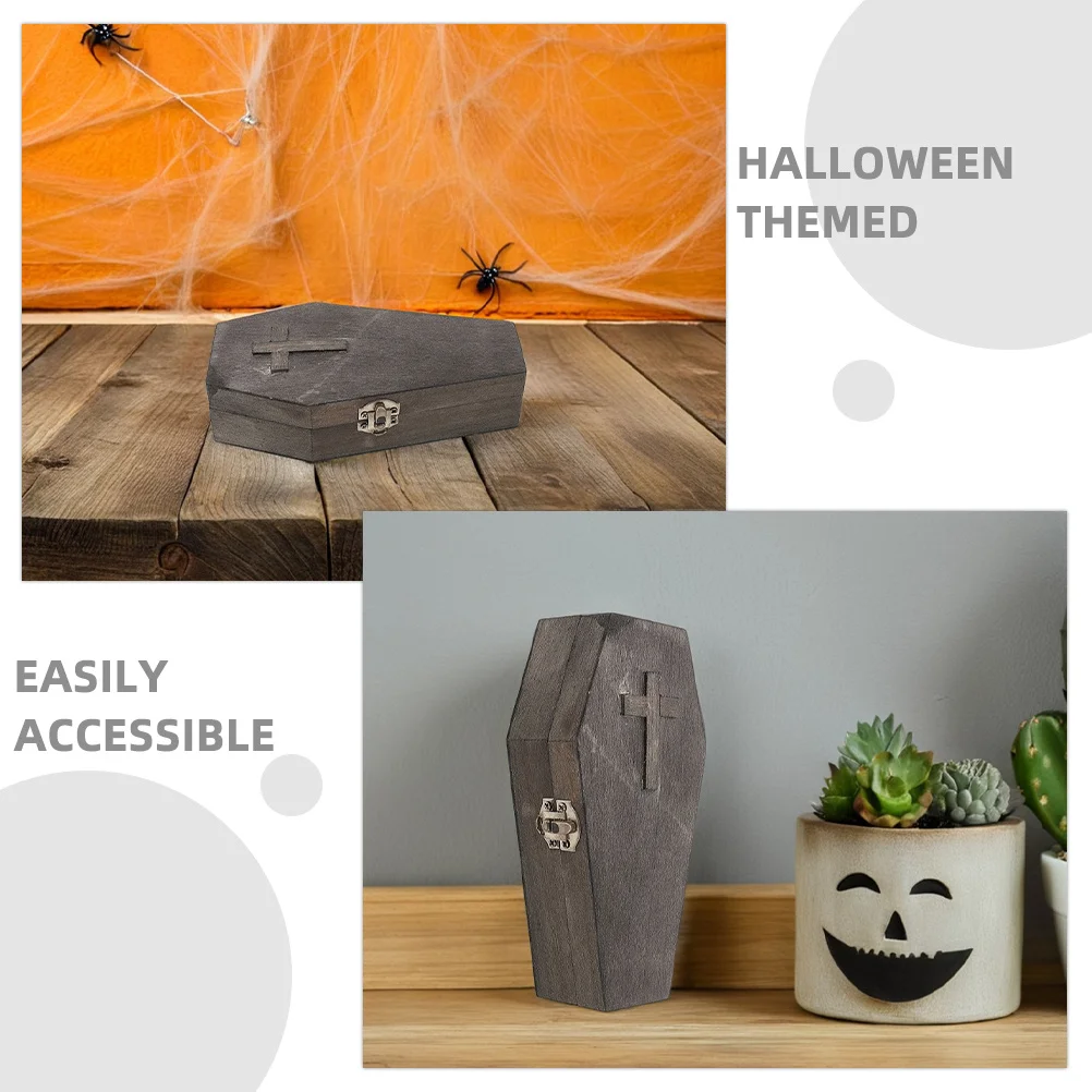 2 قطعة نعش سداسية صندوق مجوهرات خشبي هالوين خمر حلقة حامل مجوهرات صغيرة المنظم حلية تخزين صندوق الحلوى