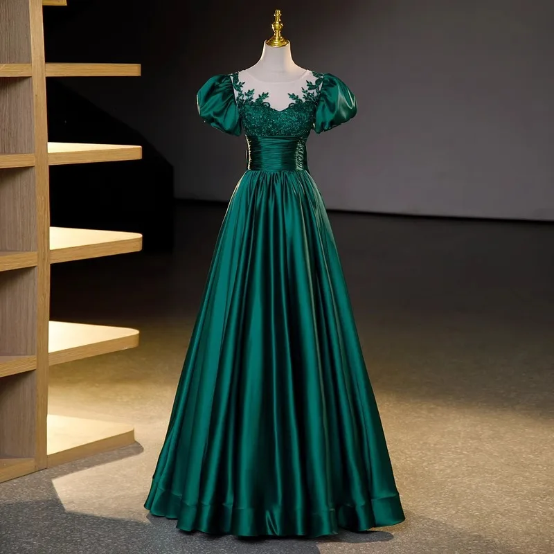Banquet evening dress 2025 new high-end temperament company annual meeting host vocal art exam pongsha women's spring