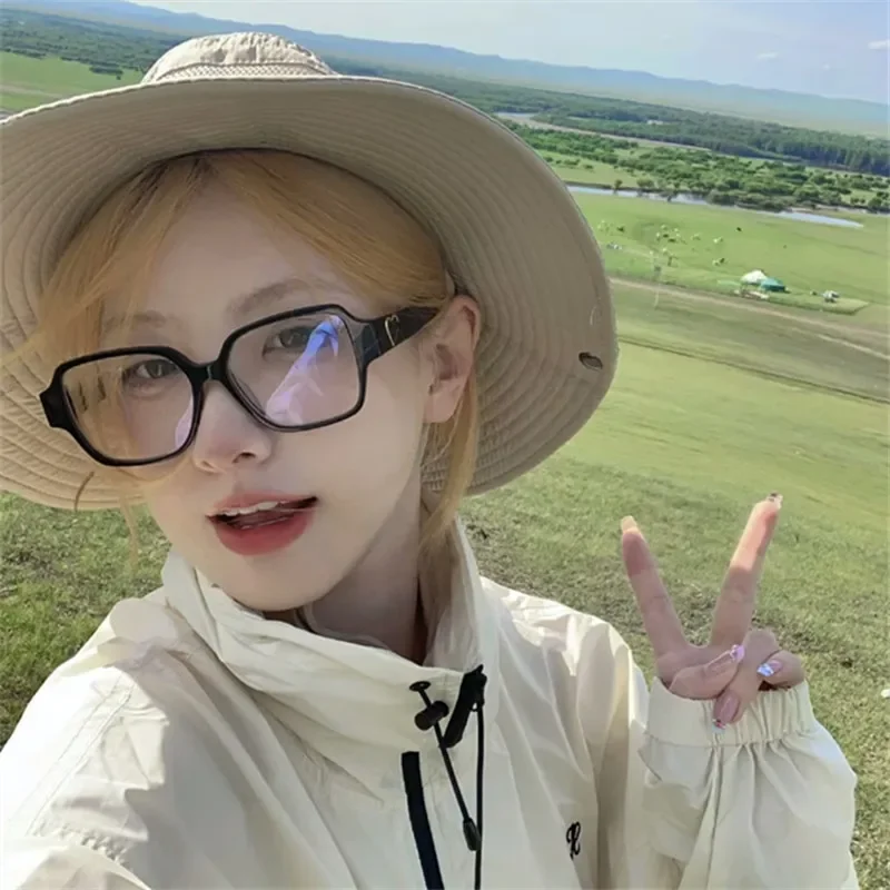 Korea Retro Thick Glasses Frame Women Lovely INS No Makeup Plain Glasses Men Eyewear Cute Decorative Computer Glasses