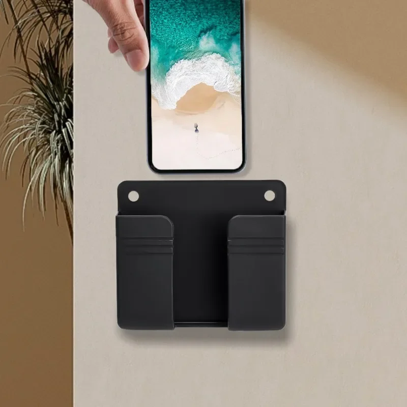 4-1Pcs Multifunction Phone Holder Wall Mounted Organizer Storage Box Wall Remote Control Charging Dock Stand Organizer Bracket