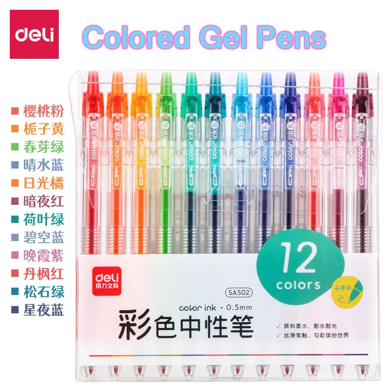 

Deli Colored ​Aesthetic Gel Pen Set,0.5mm Fine Point Assorted Colors For Smooth Writing,Drawing,Doodling,Highlighting Study&Art