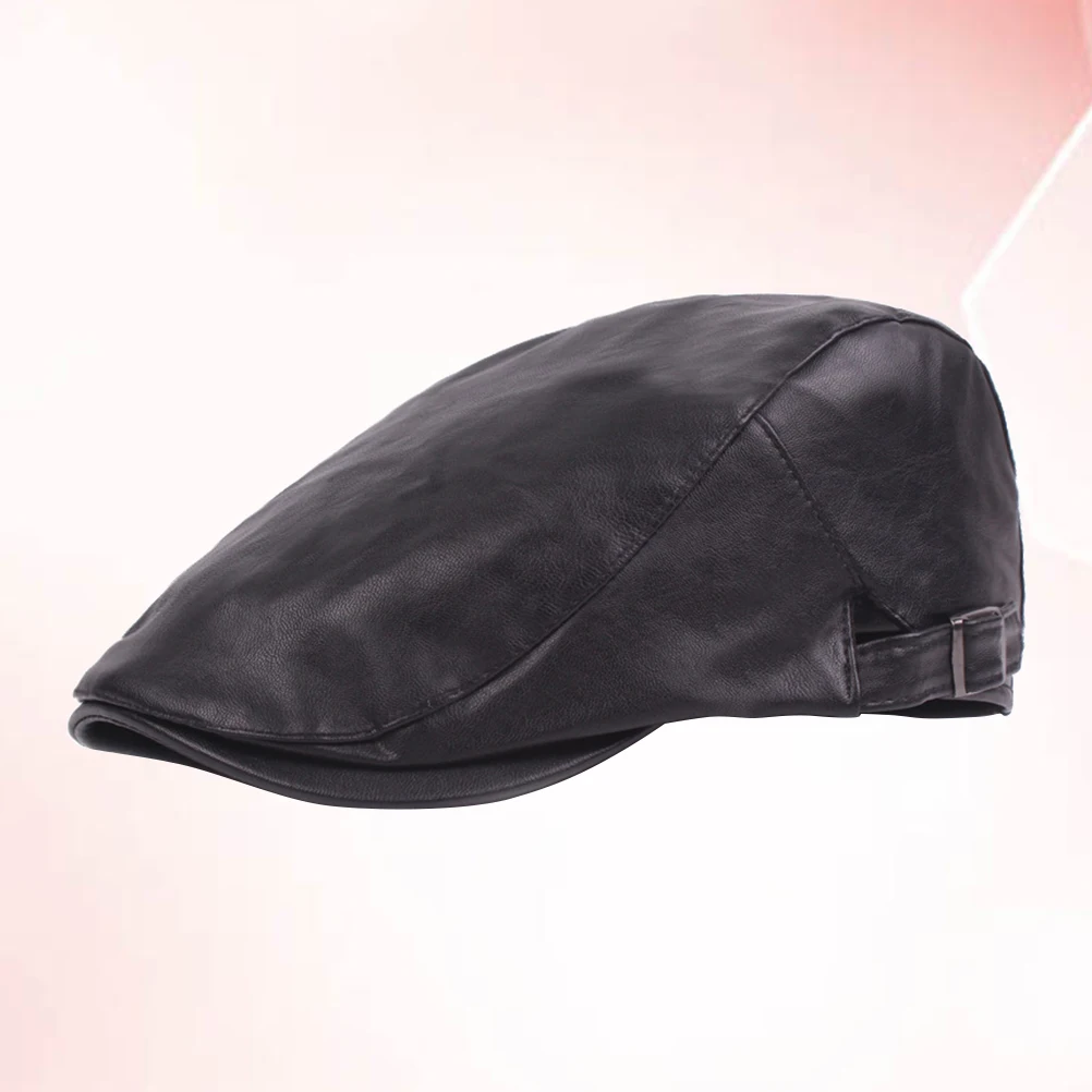

Berets Men's Middle-aged Winter Forward Adjustable Women Warm (Black)