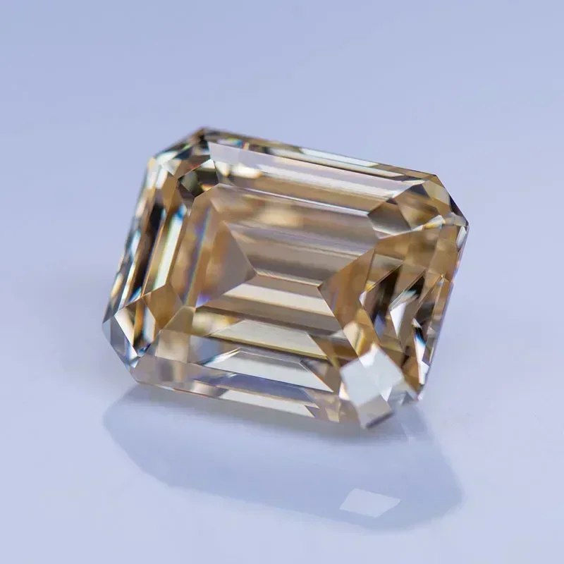 Moissanite Stone Tea Yellow Natural Colour VVS1 Emerald Cut Gemstone for Charms Jewelry DIY Making Material with GRA Certificate