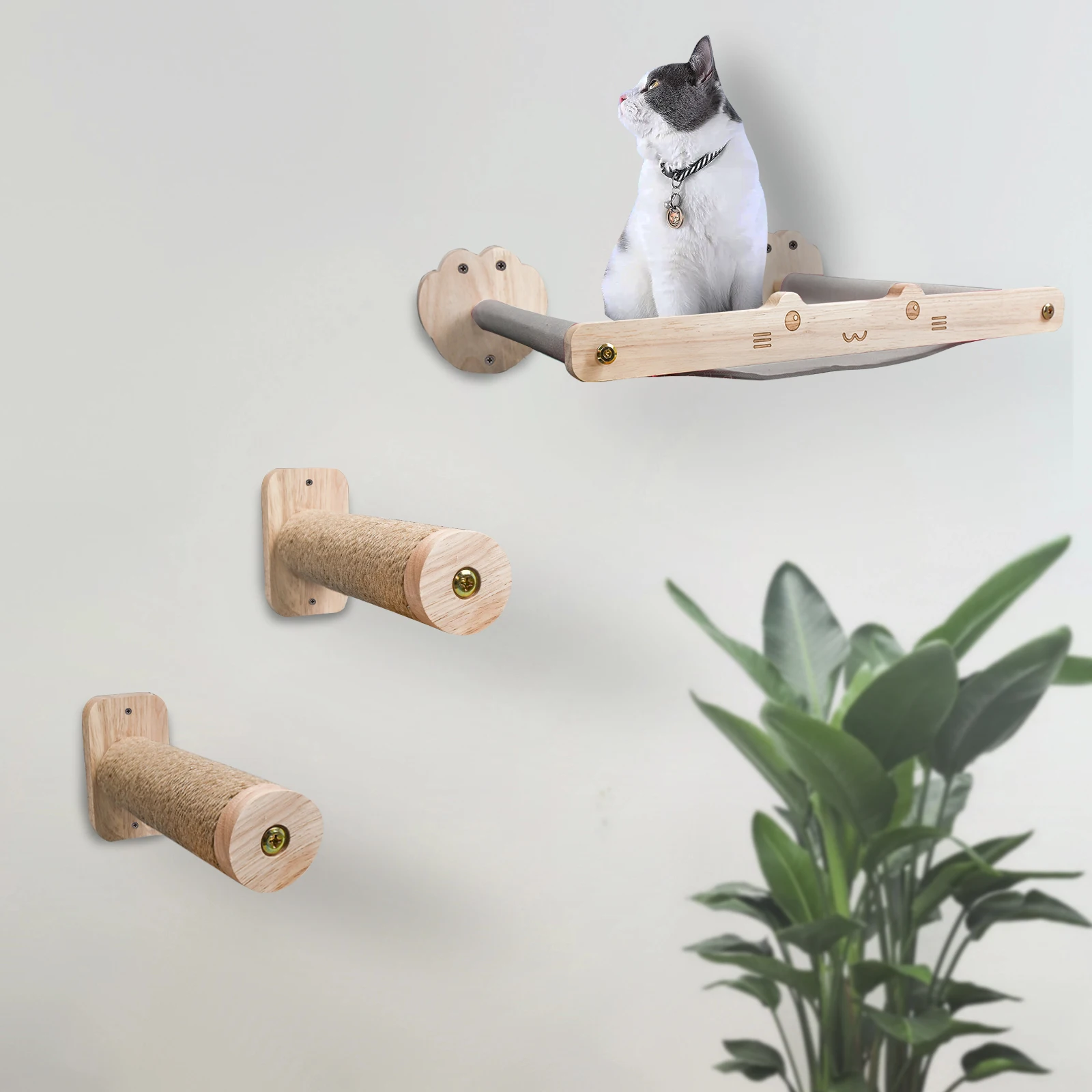 

Stylish space-saving cat wall furniture set