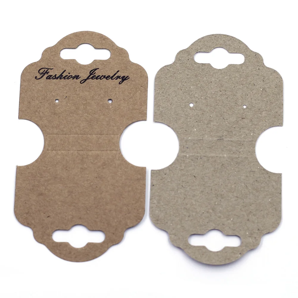 1000PCS Coffee Paper Foldable Necklace Earrings Jewelry Display Packing Cards Hanging Hole DIY Handicrafts Accessories