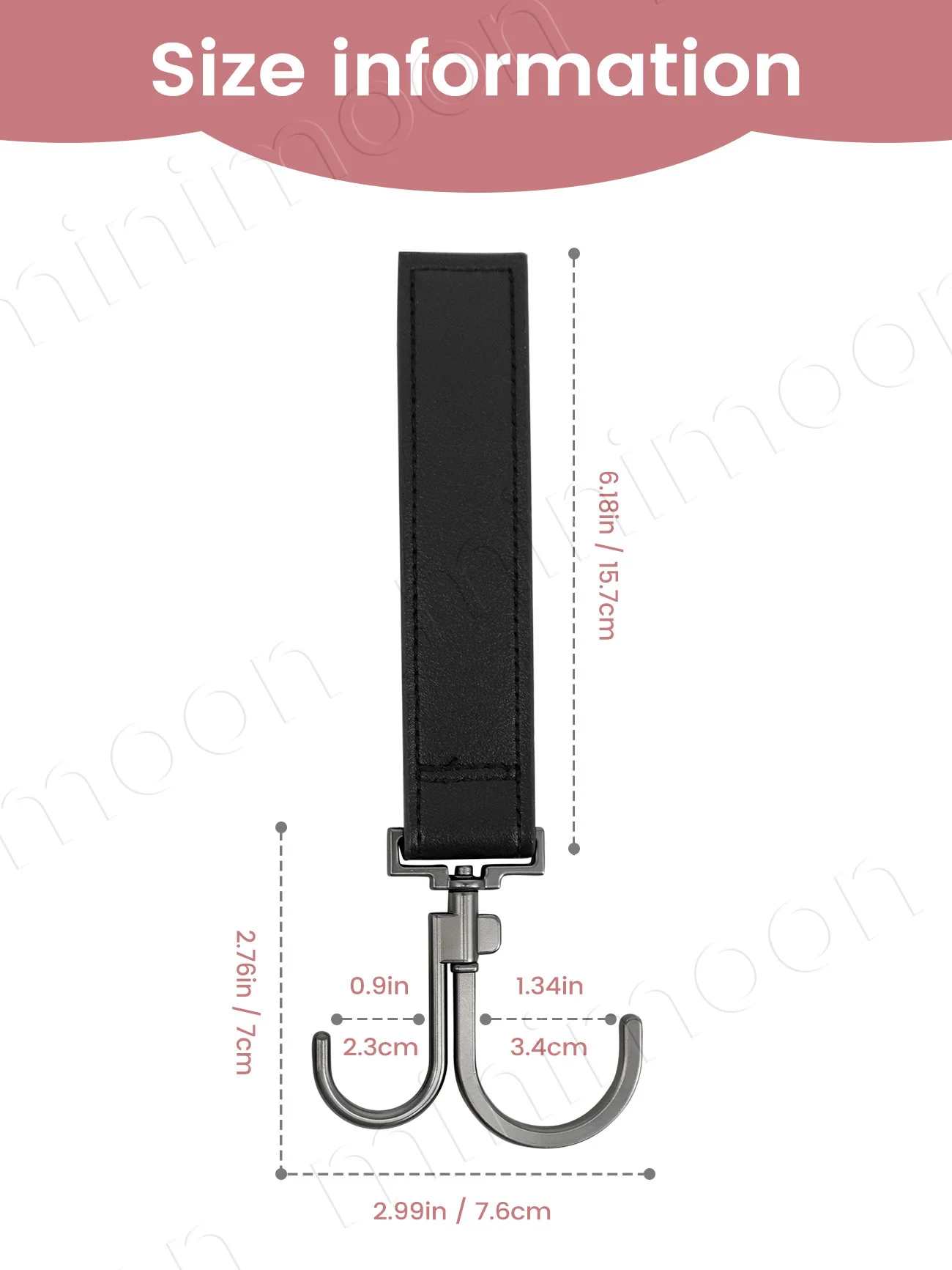 360° Rotatable Baby Stroller Hook, Aluminum Leather Pram Cart Hook, Heavy Duty Hanger for Bags & Shopping
