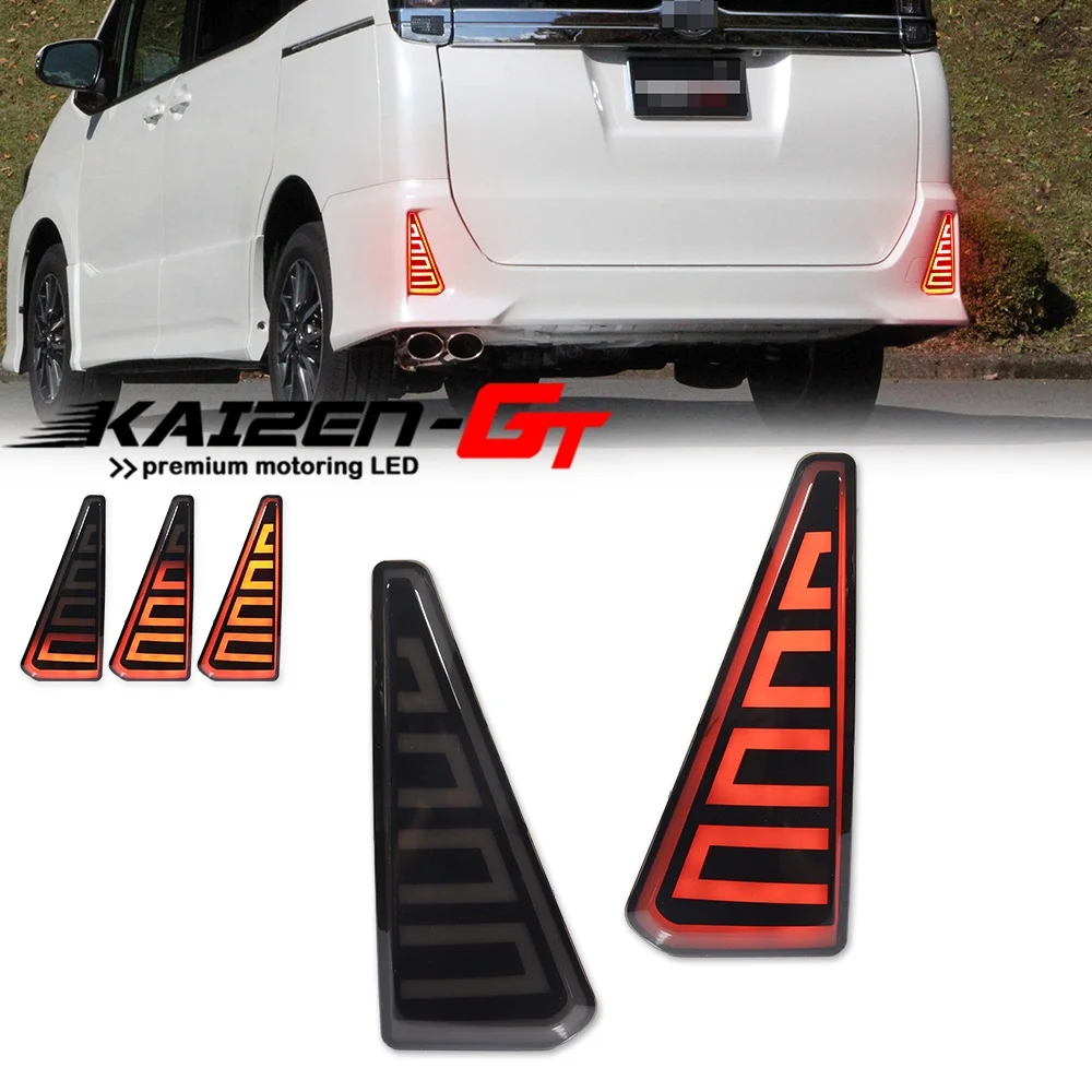 Red LED Rear Bumper Reflector Tail/Brake & Dynamic Turn Signal Lights Rear Fog Lights For Toyota NOAH & VOXY 80 Series 2014-2018