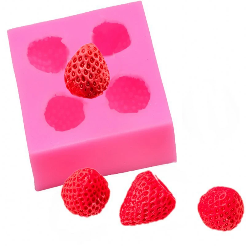 3D Strawberry Candle Silicone Mold Handmade Aromatherapy Wax Mould Fondant Chocolate Resin Molds Home Handicraft Decor