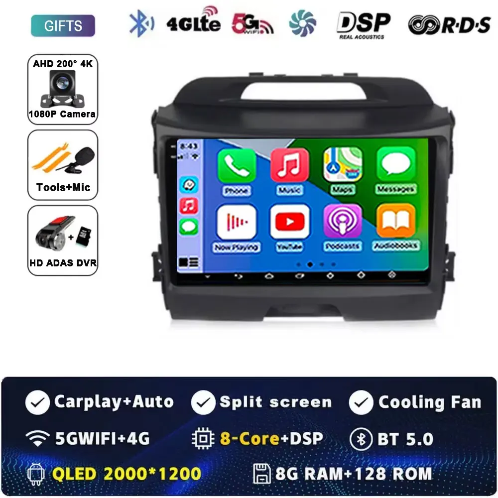 Voor KIA Sportage 3 Sportage R 2010-2016 Android 15 Autoradio Android Carplay Multimedia Speler autoradio 4G wifi Qualcomm 2din