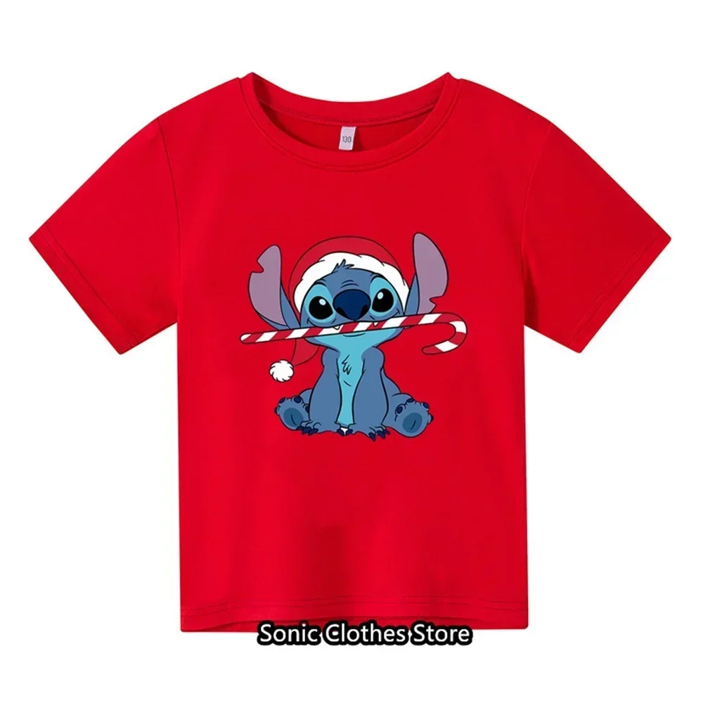 T-shirt infantil com padrão Anime Lilo e Stitch, top kawaii, estilo casual, moda, novo, 3-14 anos, 2022