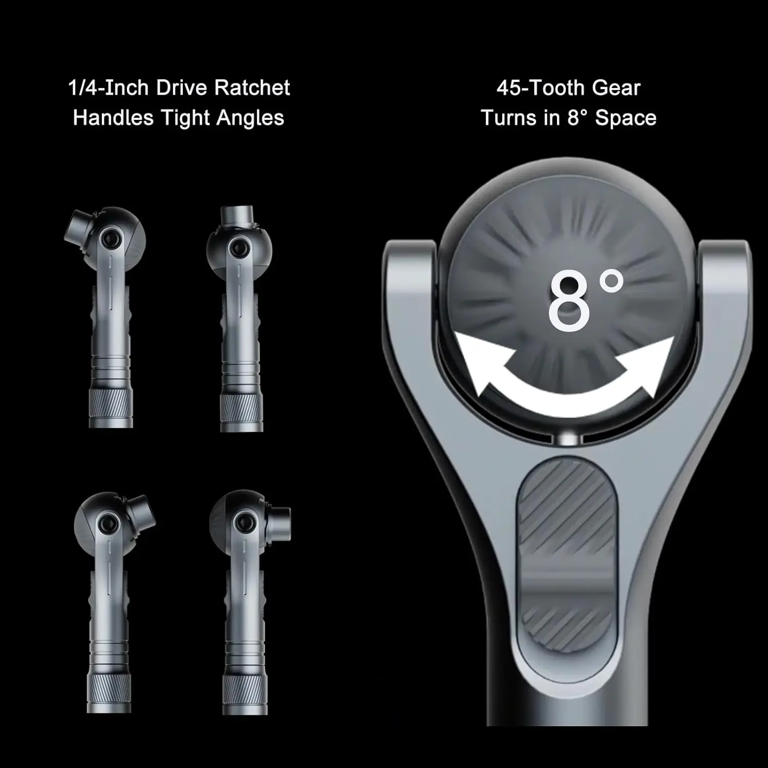 ATUMAN RS2 180° Rotating Head Ratchet Wrench Set  40 in 1 1/4" Drive Socket Set with Quick-Release, 28 S2 Bits & 9 CR-V Sockets