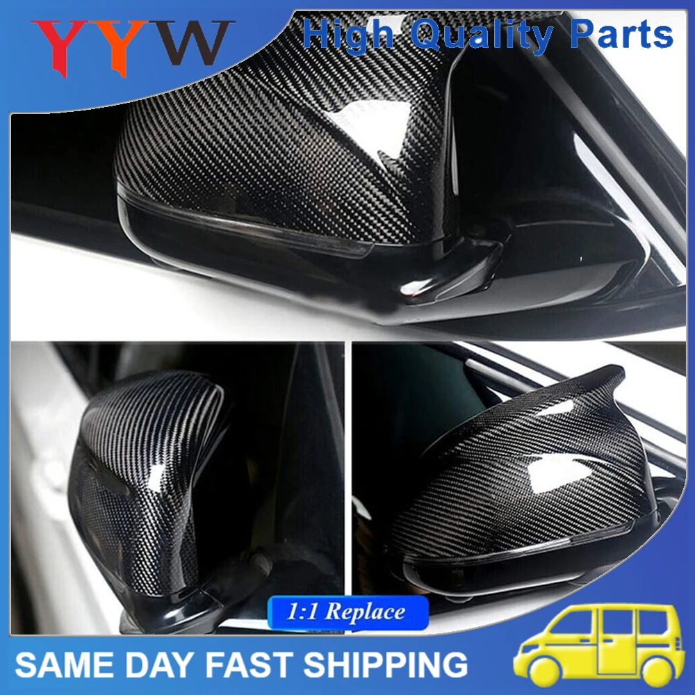 

1Pair Car Carbon Fiber Watermark Mirror Cover Caps Shell Left Right 51162446965 For BMW X3 X4 X5 X6 X7 G01 G02 G05 G06 2018-2021