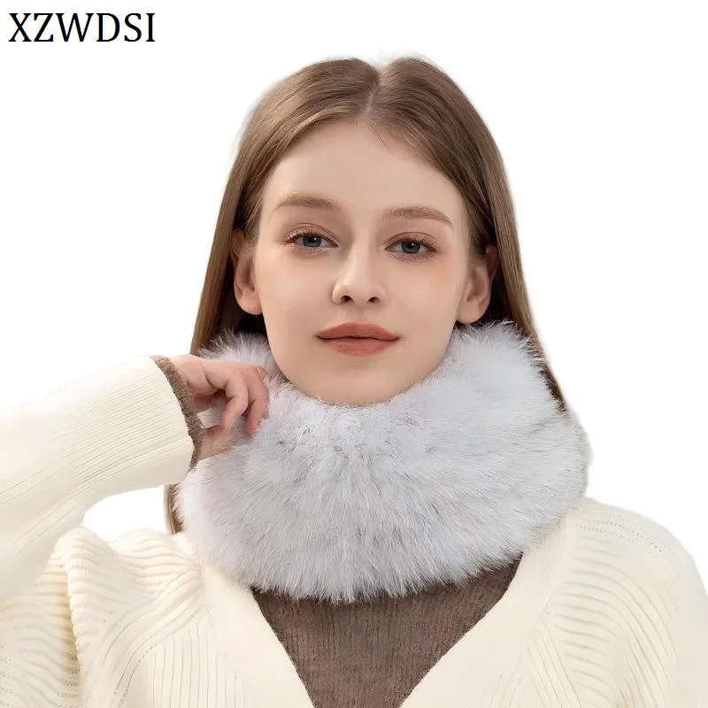 

2025 Winter Collection Women's Genuine Real Fox Fur Headband Soft Warm Scarf with Elastic Ring Good Quality Fur Accessory