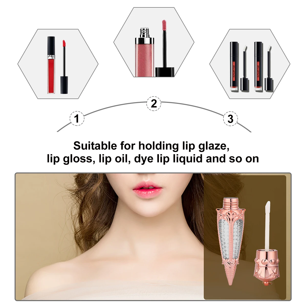 

2Pcs Lip Gloss Empty Tubes Creative Radish Shape Makeup Organizer Durable Portable Travel Bottle Gold