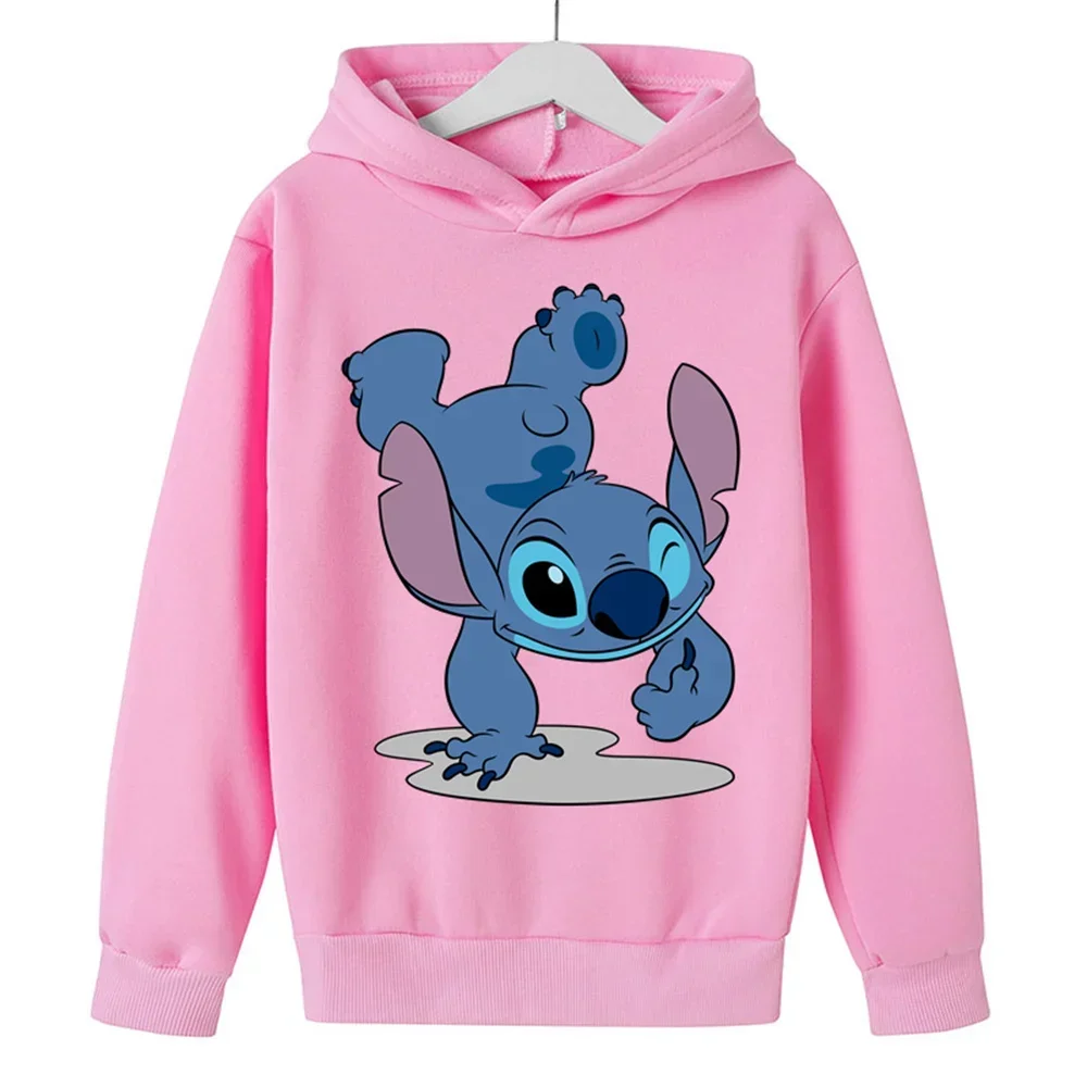 Sudadera con capucha de Lilo Stitch Kawaii para niños, ropa de moda para bebés, Sudadera de punto cálida para niños, Tops para niños