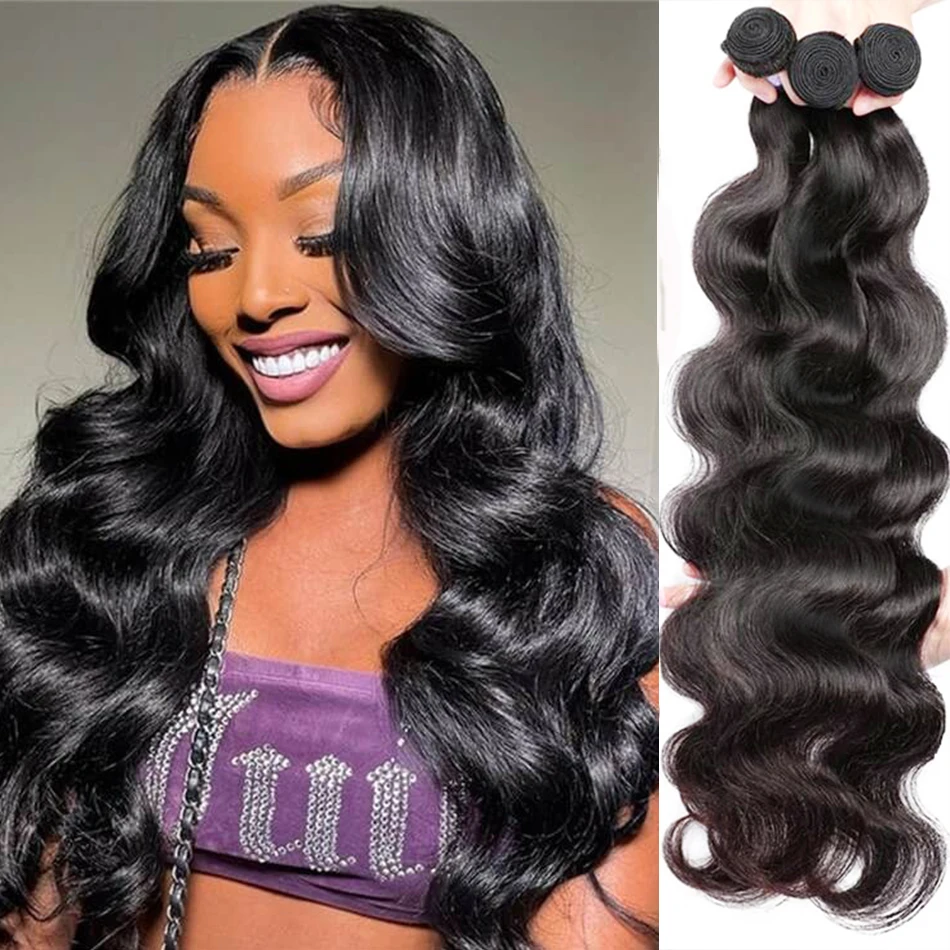 12A 30Inch Brazilian Body Wave Hair Bundles Natural Color 100% Human Hair Weave 1/3/4 pcs Wholesale Cheap Price Hair For Women